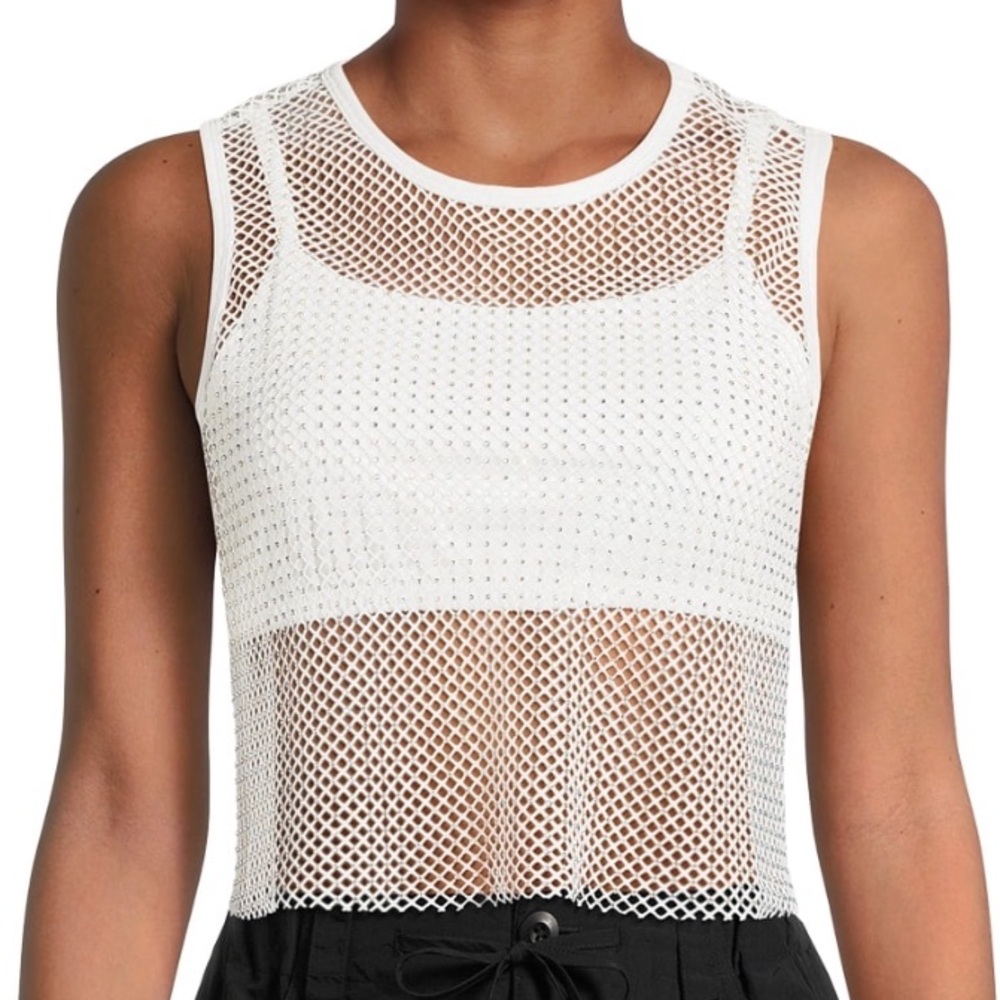 Madden NYC Juniors Plus Rhinestone Mesh Tank Top NWT - Picture 1 of 10